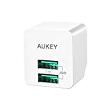 AUKEY USB充電器 ACアダプター 2ポート 超小型 折りたたみ式 軽量 コンパクト スマホ急速充電 AiPower機能搭載 (ホワイト)PA-U32